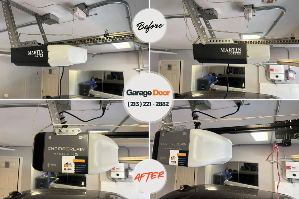 Before and after: garage door repair Saddle Rock, NY